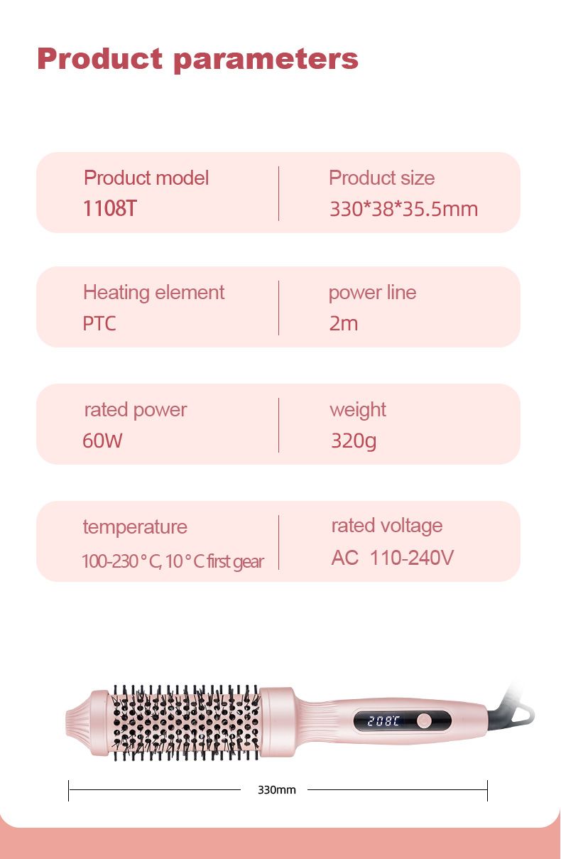 Electric Heating Fluffy Brush Digital Display Multi-temperature Adjustment Iron Big Wave Curling Tool_voghion.com