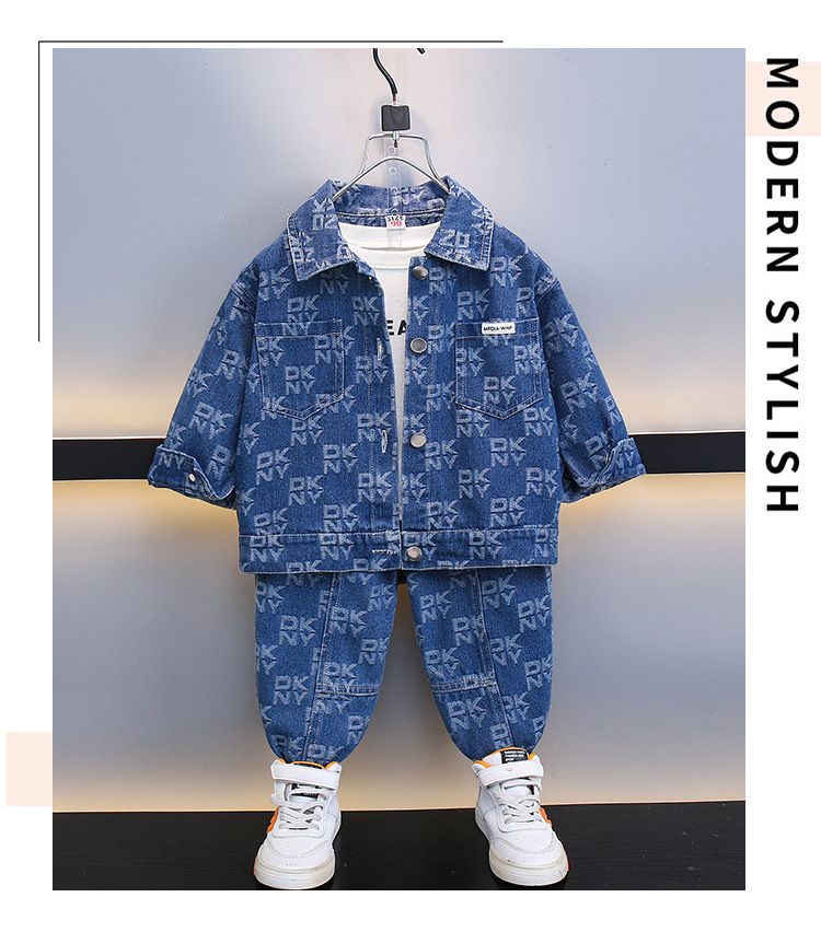Otroška oblačila Otroška pomladna in jesenska otroška oblačila Nova modna otroška pomladna in jesenska oblačila Kul ulična kavbojska oblačila_voghion.com