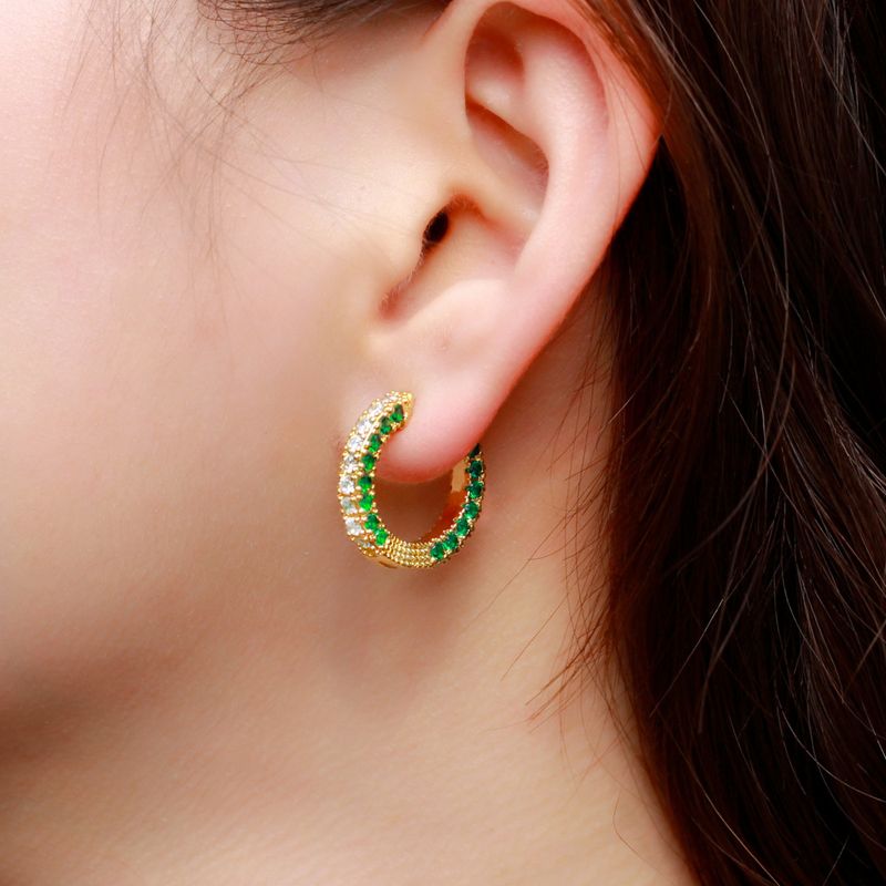 1 Paar Ohrringe für Hochzeiten, Brautschmuck, koreanischer Stil, Kreiseinlage, Kupfer-Zirkon, 14 Karat vergoldet, weißvergoldet_voghion.com