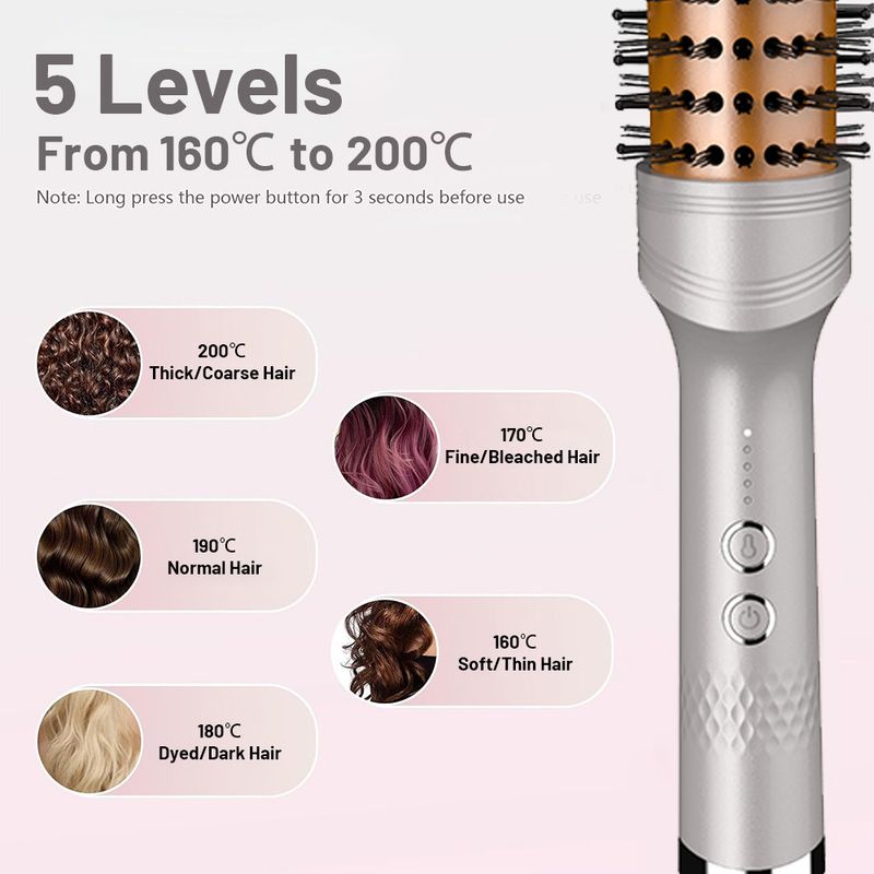 2-in-1 Hair Curling Iron & Heated Brush, 5 Temp Settings 130-230掳C, 38mm Ceramic Barrel For Waves & Volume, Dual Voltage For Travel, Auto Shut-off_voghion.com