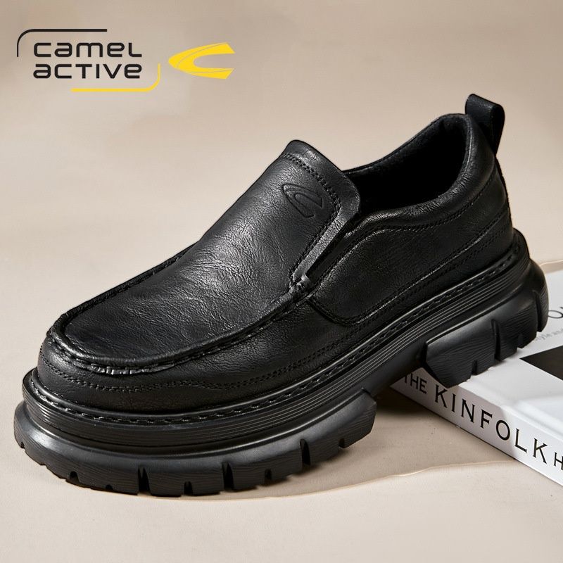 WalkPrime German Camel Dynamic Workwear Herrenschuhe aus Leder, große Ausführung, britischer Stil, dicke Sohle, breite Passform, Business Casual Dad Schuhe_voghion.com