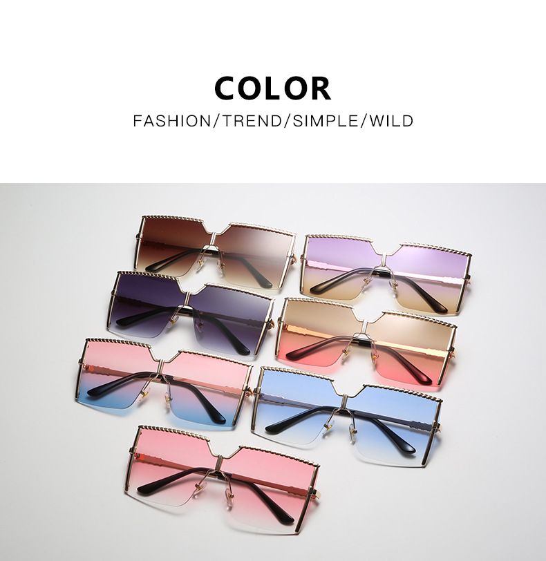 Square Half Frame Sunglasses For Women - Large Gradient UV400 (Class 3, Fashionable)_voghion.com