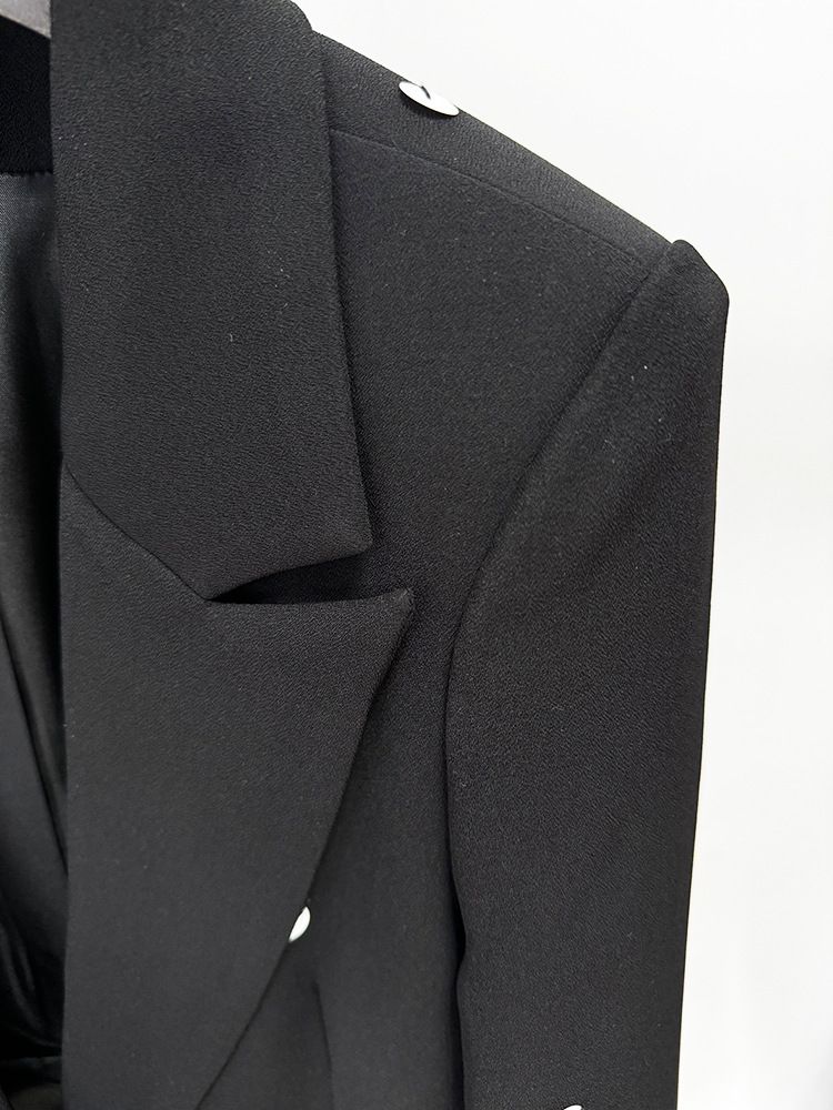 Moda Lantejoulas Contas Colorblock Terno Jaqueta Rabo de Peixe Saia Longa Terno_voghion.com