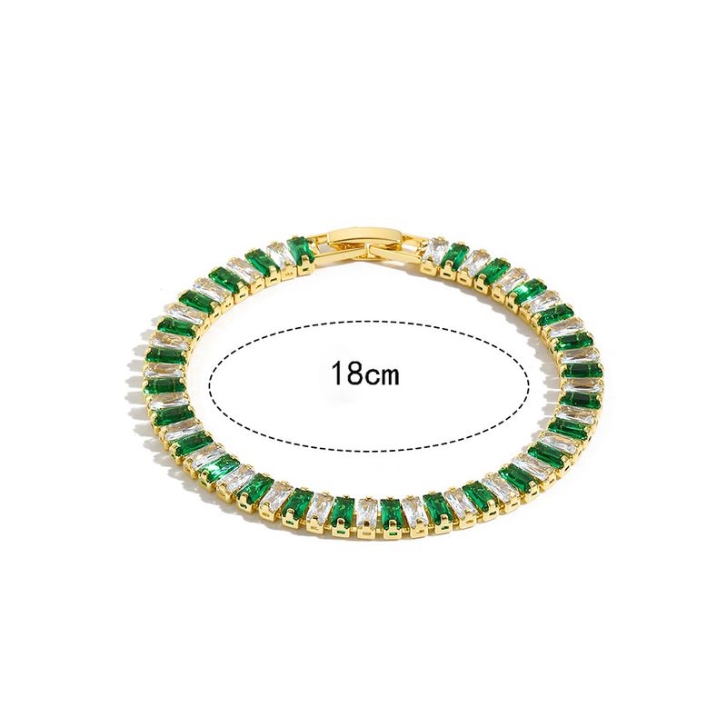 Sieradenset voor dames - Elegante geometrische ketting, armband en oorbellen met smaragd en witte zirkonia. Collectie van 4 stuks voor dagelijks gebruik. Eenvoudig._voghion.com