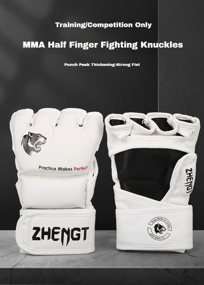 Adult Sanda Training Boxing Gloves MMA Fighting Gloves Punching Sandbag Half Finger UFC Professional Match Boxing Gloves_voghion.com