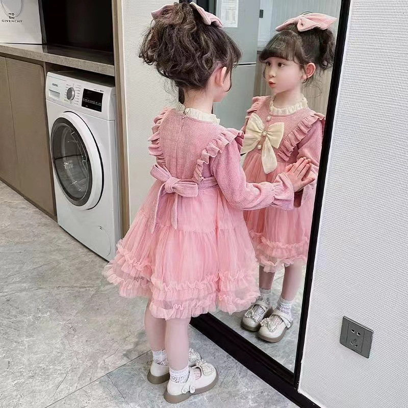 Dívčí princeznovské šaty 2023 Nové módní dětské nadýchané šaty pro malé holčičky, podzimní a zimní_voghion.com