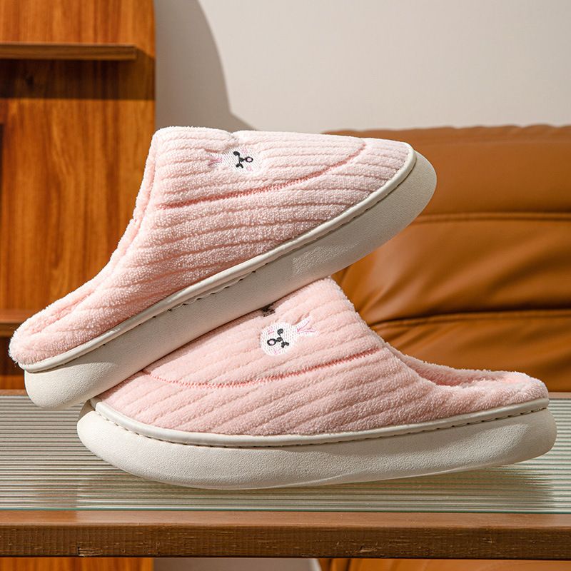 Pantofole calde in peluche con suola spessa antiscivolo per uomo, per l'autunno e l'inverno, per coppie, da interno e da casa, in cotone._voghion.com