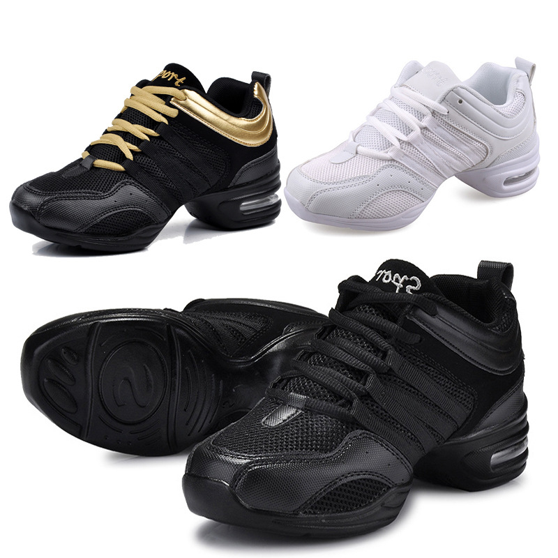 Scarpe sportive da donna in mesh traspirante con suola morbida e cuscino d'aria, da ballo moderno rialzato quadrato 2024_voghion.com