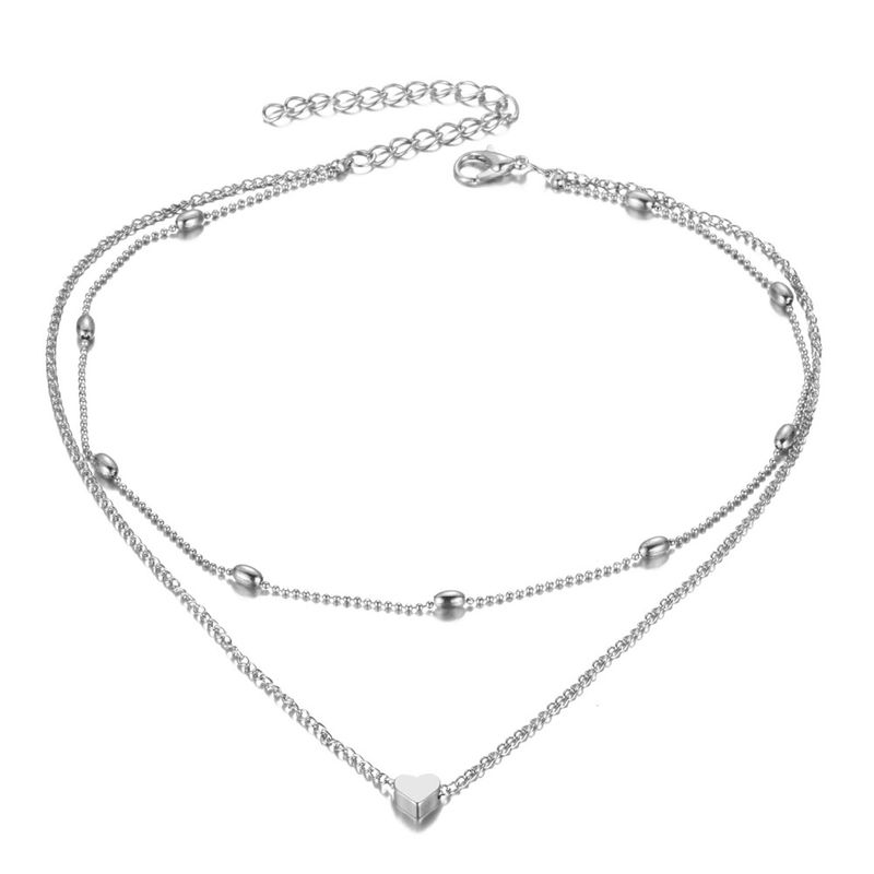 2025 Women Fashion Vienkim Fashion Silver and with Love Double Chain Pendant Necklace Women's Jewelry Gift_voghion.com