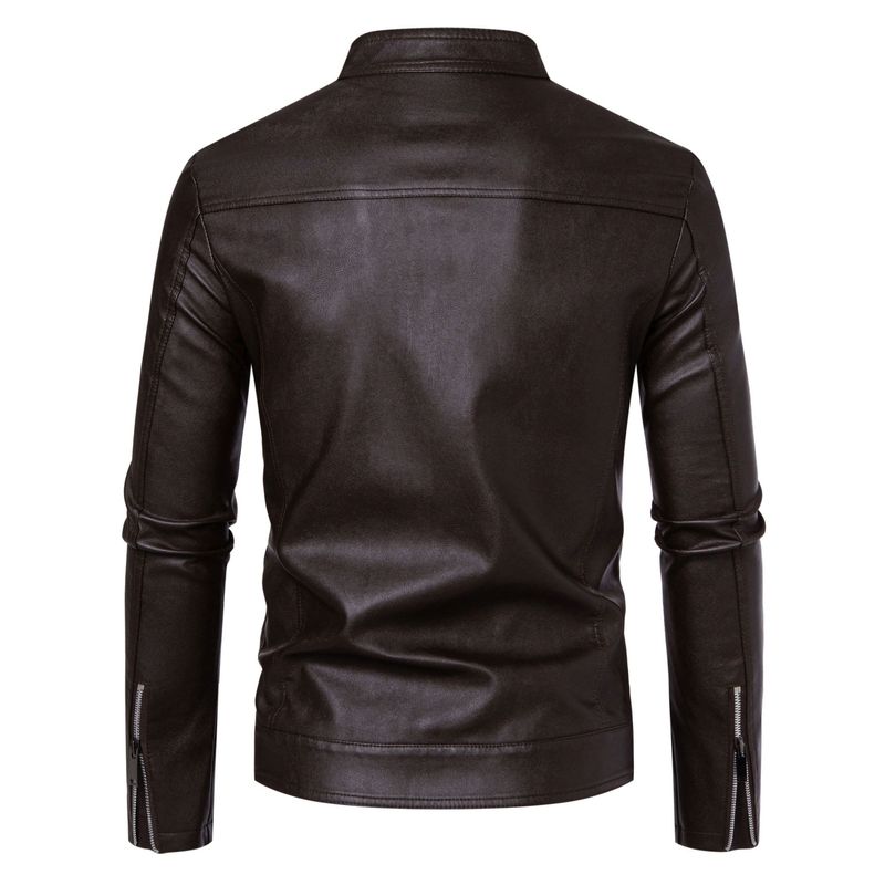 Giacca in pelle spessa, versatile, foderata in pile, vestibilità slim, da uomo, autunno inverno 2025, nuova taglia forte_voghion.com