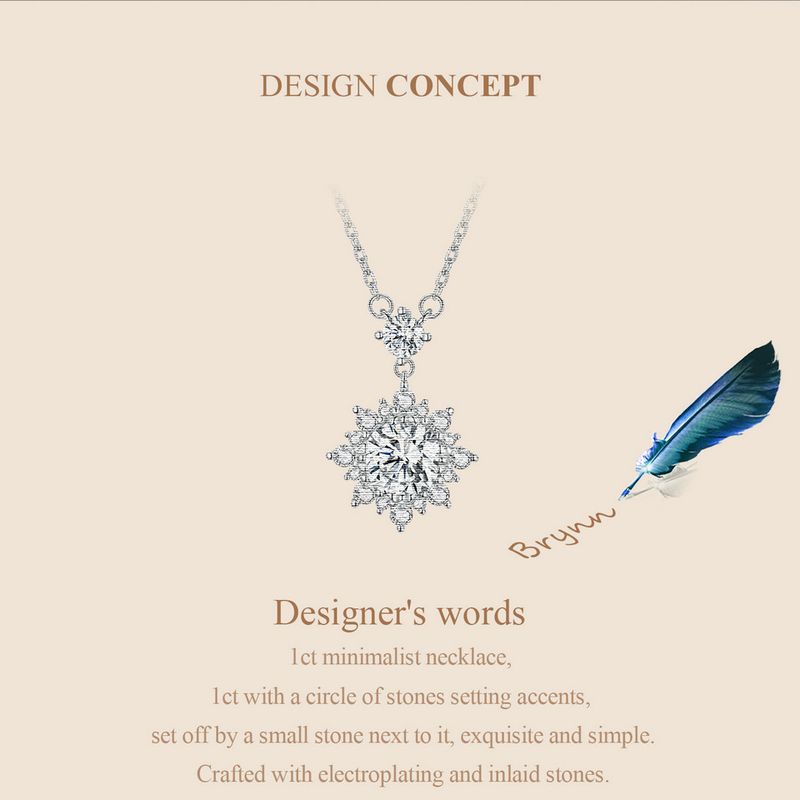 Collana con catena in argento sterling con diamante di laboratorio da 1 carato, Moissanite Halo per donna_voghion.com