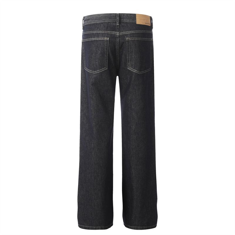 Drapey Floor-Length Straight-Leg Jean Men' Streetwear Trendy Looe Caual Solid Color Veratile Slimming Wide-Leg_voghion.com