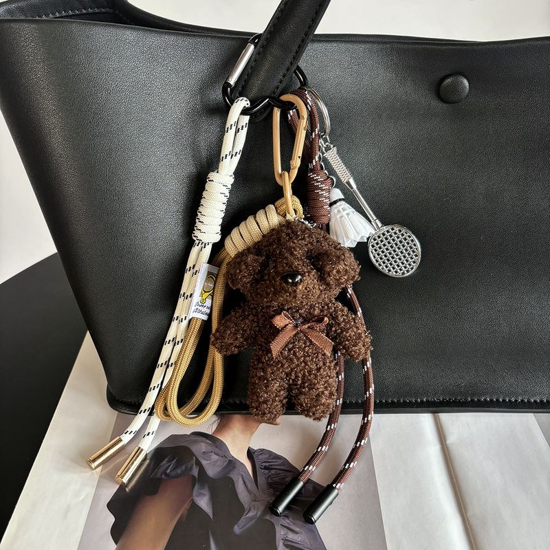 Ciondoli per borsa, ciondolo con bambola di peluche, portachiavi Mini Badminton, ciondolo per borsa in corda intrecciata_voghion.com