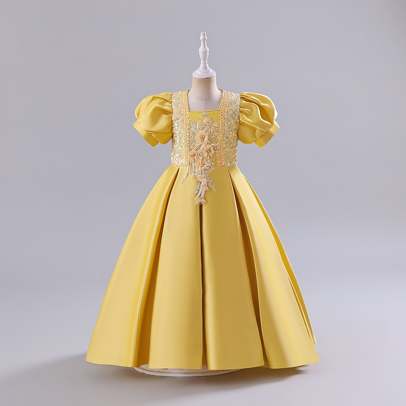 Robe princesse à fleurs pour filles d'un an, spectacle de Piano d'été_voghion.com