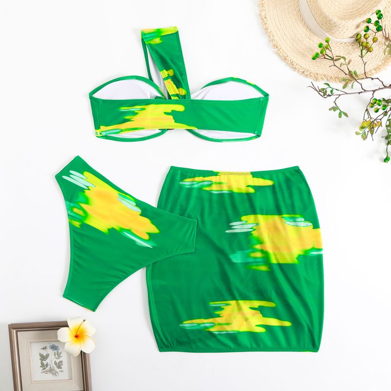 Dameskleding Badpak Tie Dye Bedrukt Dames Driedelig Bikini Badmode_voghion.com