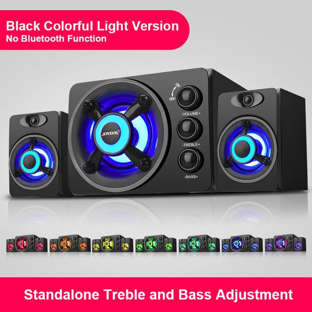 Combinación de altavoces para ordenador, USB, PC, escritorio, alimentación, Bluetooth, más subwoofer USB-TF-AUX con LED de color 2.1 de 3 canales_voghion.com