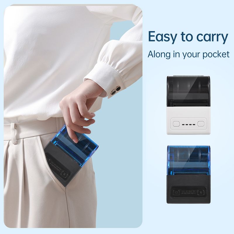 Imprimante thermique portable mini-ticket de reçu USB sans fil de 2 pouces avec rouleau de papier d'impression de 57 mm pour les magasins de vente au détail_voghion.com