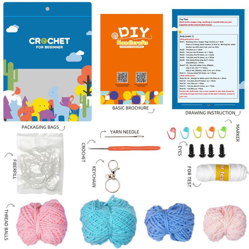 Instrucțiuni pentru produse noi, pachet de materiale de croșetat, cadou de tricotat, fir de lână, lucrat manual, bile de fire DIY, ornamente pentru păpuși_voghion.com