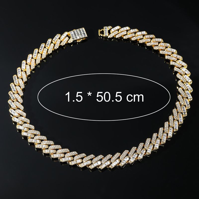 Hip Hop Voll Diamant Fréijoersschnalle 15mm Kubanesch Kette Halskette Personaliséiert Street Dance Motorrad Männer Cool Accessoiren_voghion.com