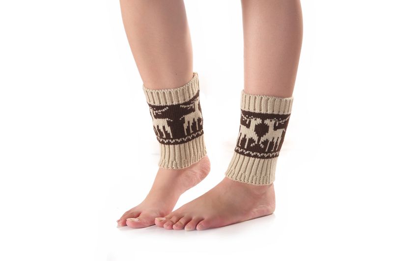 Women's Autumn And Winter New Christmas Deer Short Colored Warm Socks, Knitted Wool Boots, Leggings, 10 Colors_voghion.com