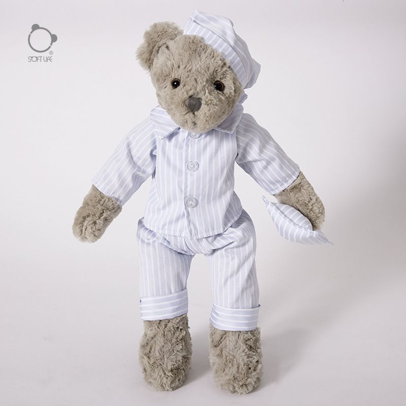 Soft Life Couple Pillow Bear Doll Gray Plush Toy Pajamas Bear Doll Girl Birthday Gift_voghion.com