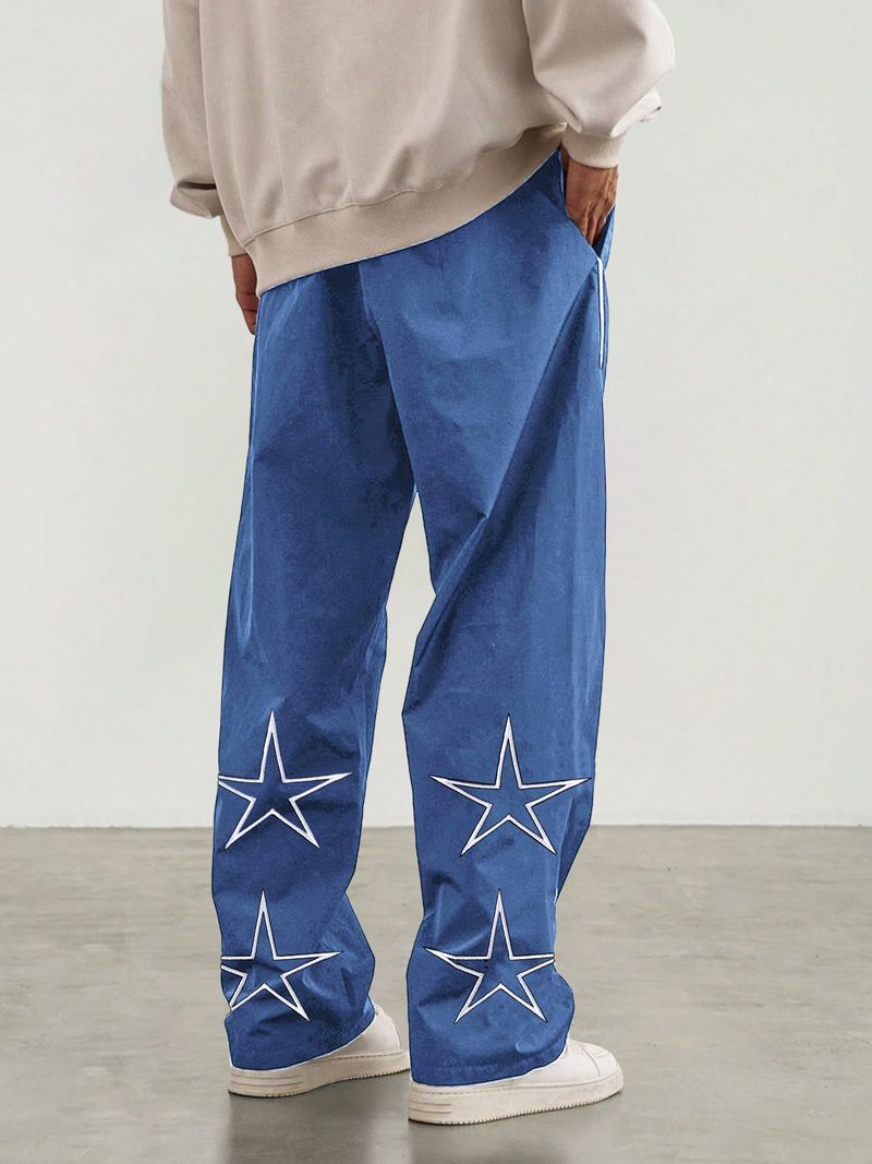 Men’s Casual Pants – Retro Loose Fit With Cosmic Embroidery, Drawstring Waist (S-XXL, 5 Colors) – Lightweight & Breathable For Summer_voghion.com