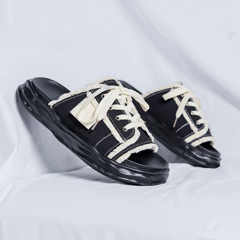 Kvast-hjemmesko til mænd, sommer- og udendørstøj, trendy mærke-klipklappere, alsidige højdeforøgende sandaler i skridsikre designs_voghion.com