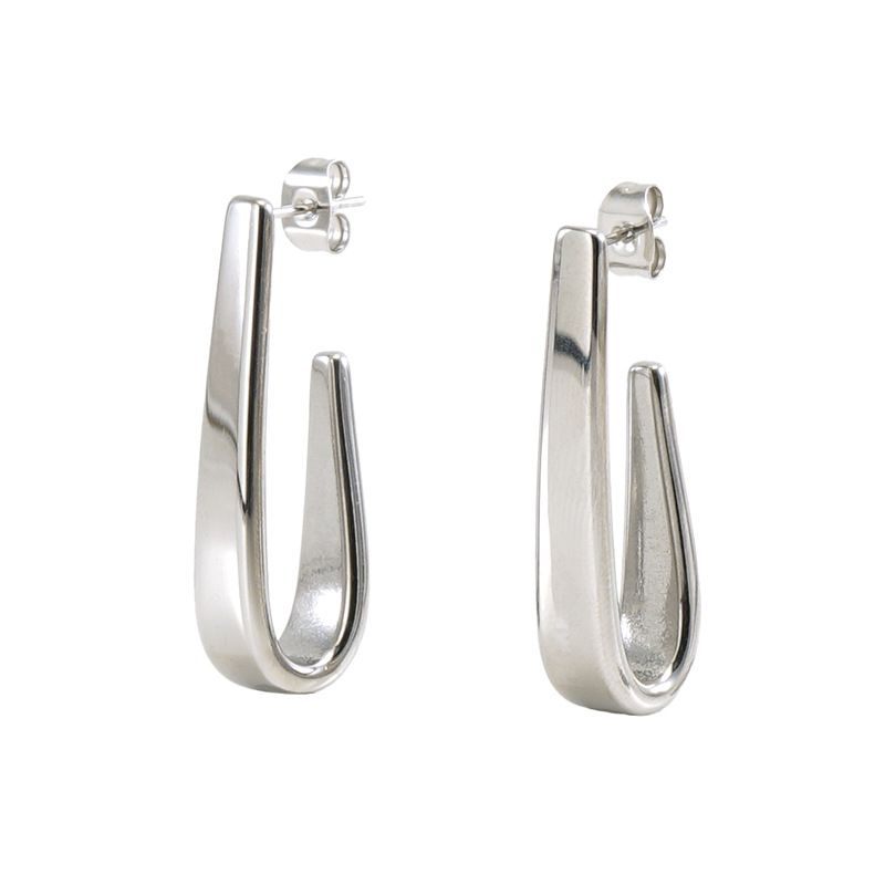 Orecchini in acciaio color oro titanio con gancio leggero e di lusso, alla moda e di personalità_voghion.com