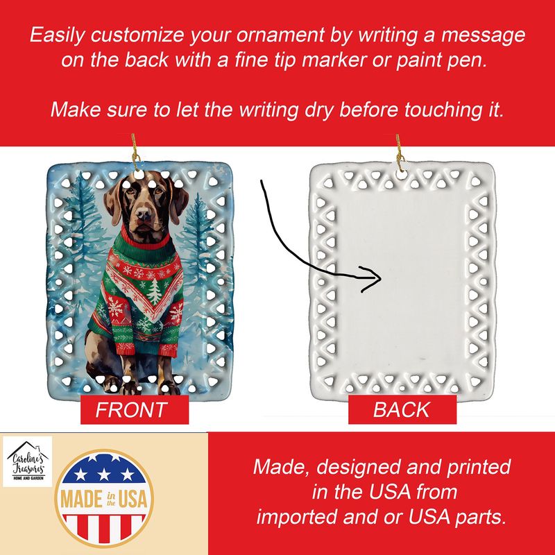 German Shorthaired Pointer Christmas Porcelain Ornament Christmas Tree Hanging Decorations For Home Christmas Holiday, Rectangle, Gift, Multicolor_voghion.com