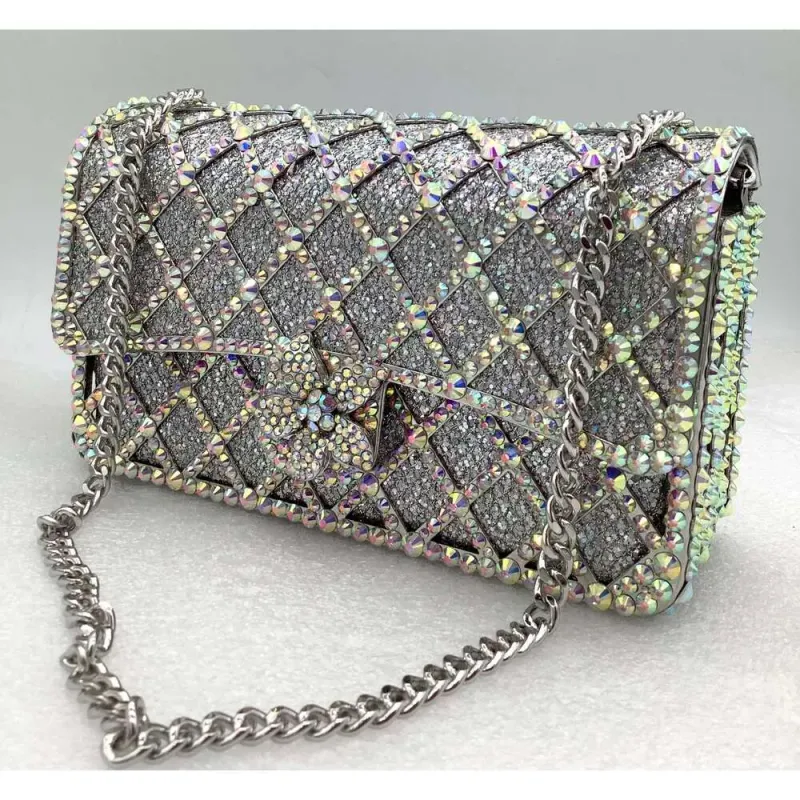 Borse a tracolla con catena lunga, da festa, firmate XIYUAN, da donna, arancioni/blu/argento/verdi, di alta qualità, con gioielli_voghion.com
