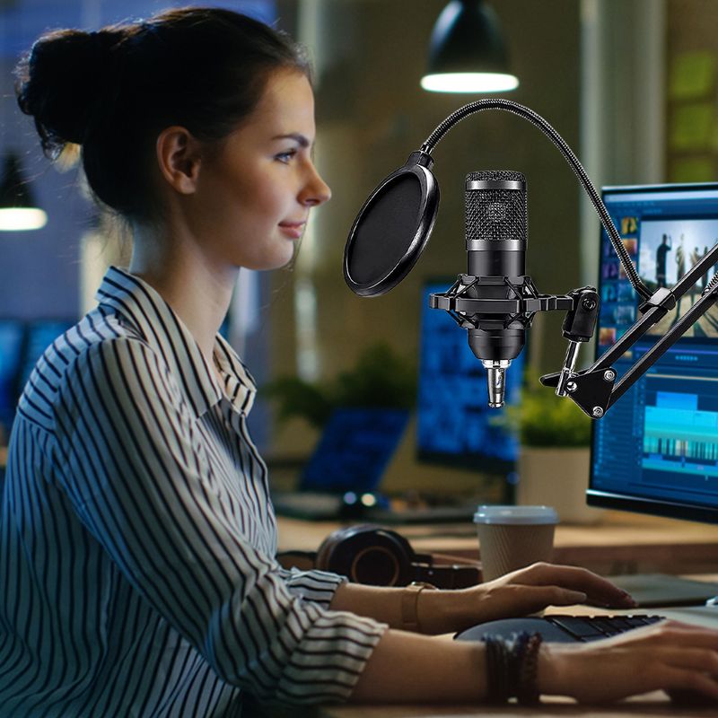 BM800 Microphone V8 Sound Card Podcast Equipment Bundle Metal Shock Mount Perfect for Phone PC DJ Podcasting Gaming_voghion.com