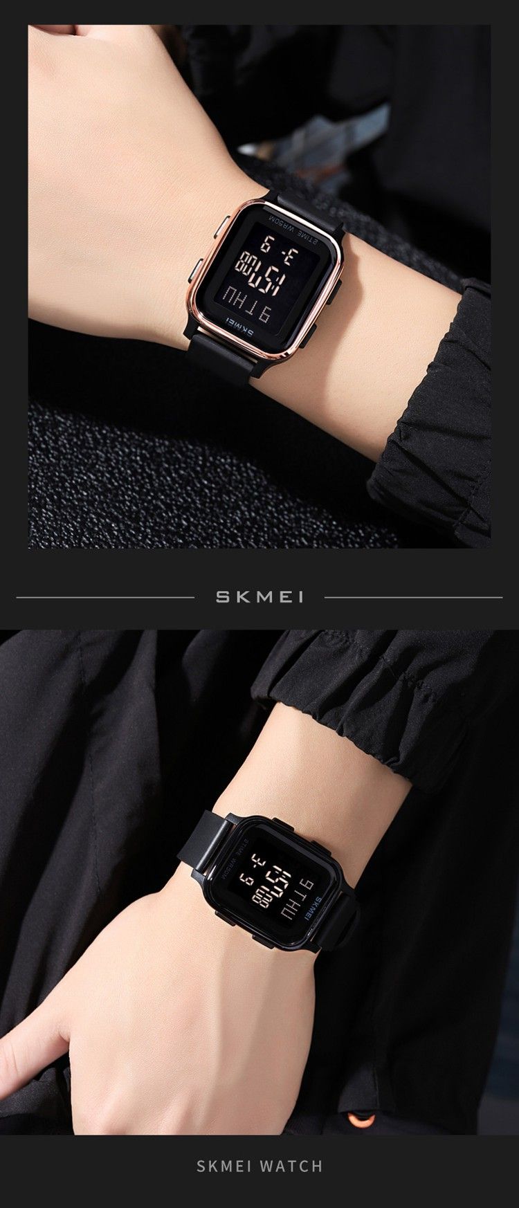 Herrenuhren Persönlichkeit Trend Sport Elektronische Uhr Fashion Square wasserdichte digitale Herrenuhr_voghion.com