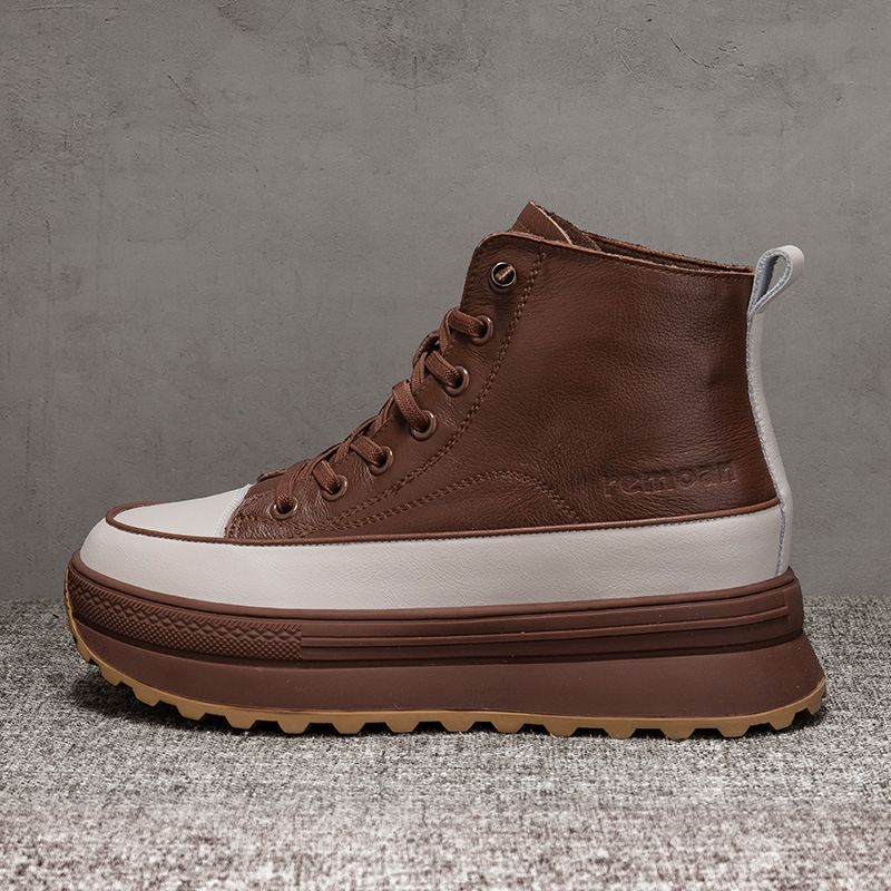 Genuine Leather Martin Women S Platform Shoes New Style Versatile Slimming Short Boots_voghion.com