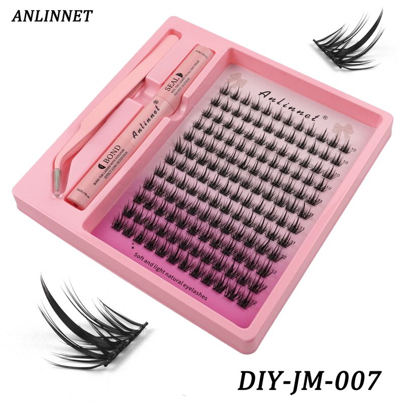 DIY Cluster Lash Kit – Selbstanbringende künstliche Wimpern mit Doppelendkleber (Segment-Stil, flauschig und voluminös, hohe Dichte für ein natürliches Aussehen)_voghion.com