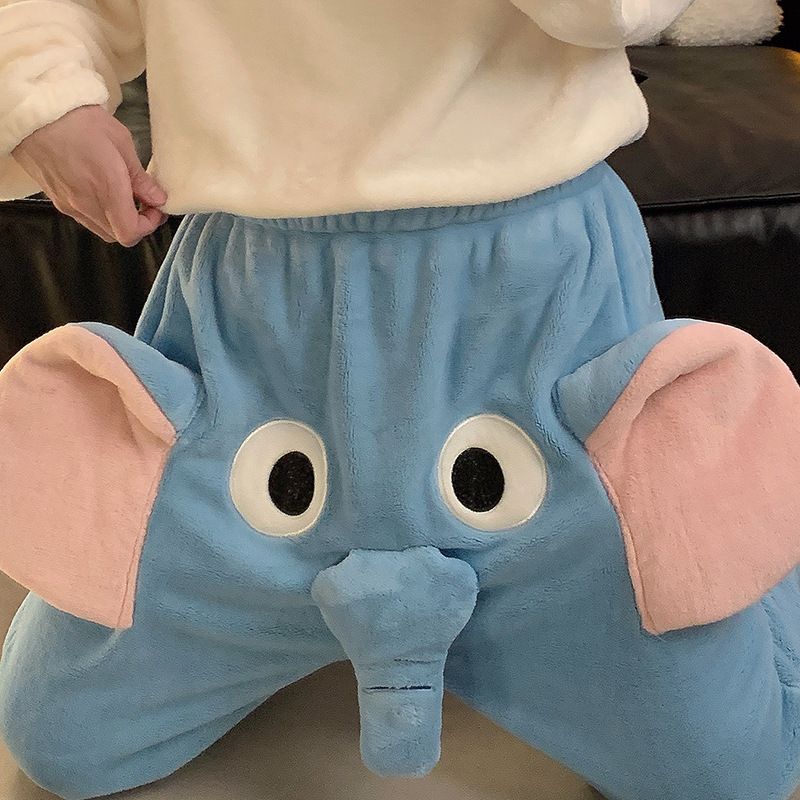2024 Nueva caricatura de invierno de franela para padres solteros, madres e hijas, ropa para dormir en casa, pantalones cálidos para mujeres_voghion.com