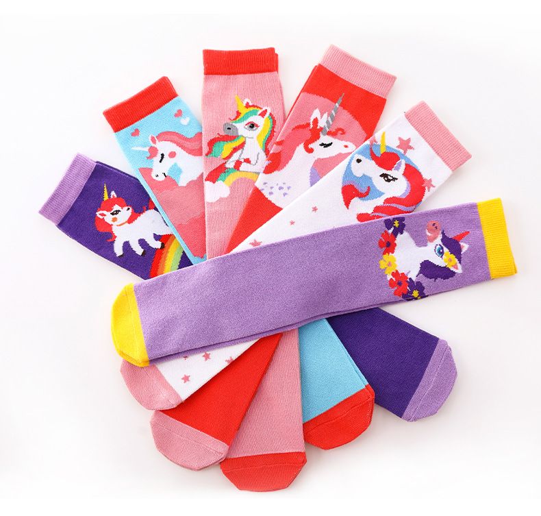 Ubranka dla dzieci Oryginalne skarpetki dziecięce z kreskówkowymi modnymi skarpetkami bawełnianymi skarpetkami z jednorożcem skarpetki typu mid tube_voghion.com