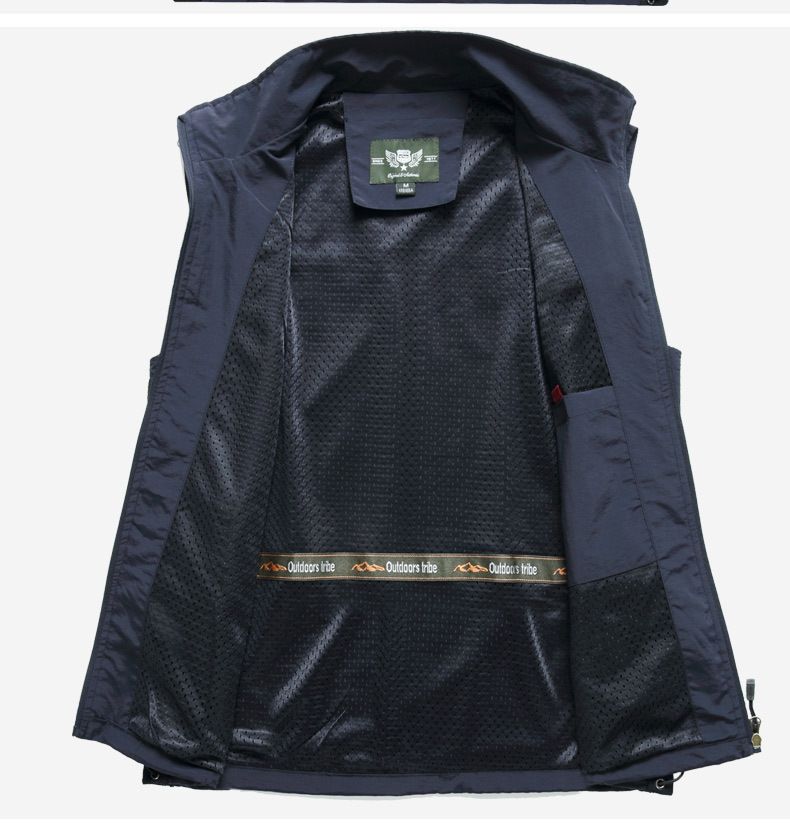 Men's Lightweight Outdoor Vest With Multi-Pocket Design, Breathable Polyester Photographer Fishing Jacket For Spring & Autumn Hiking_voghion.com