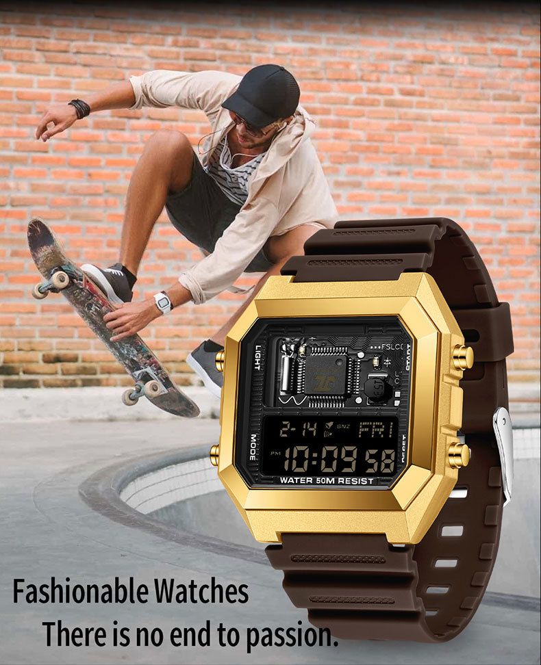 Men And Women's Digital Watch With LED Display, Waterproof, Alarm, Stopwatch, Night Light, Sport, Casual, Business, Fashion Student Watch Luminous_voghion.com