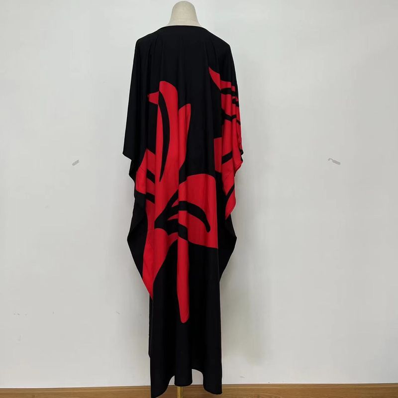 Überwurfkleid mit Fledermausärmeln im Bohemian-Print – Leichter Strandkimono für Damen, Bikini-Wickeltuch, Urlaubstunika in Übergröße, schnelltrocknendes Polyester_voghion.com