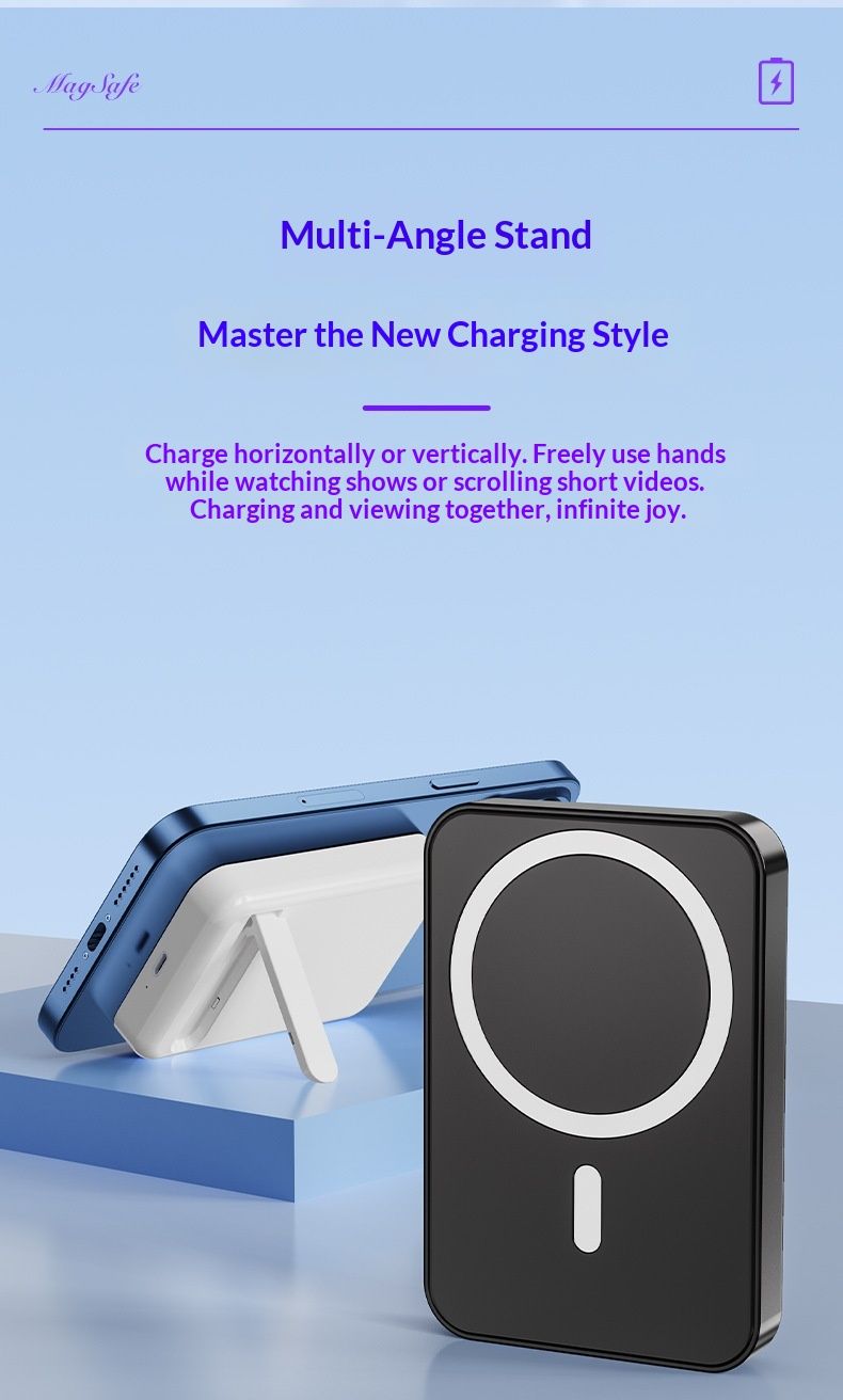 Sınır Ötesi Manyetik Kablosuz Şarj Cihazı Standlı 10000mAh Hızlı Şarj Güç Bankası Hediye Toptan_voghion.com
