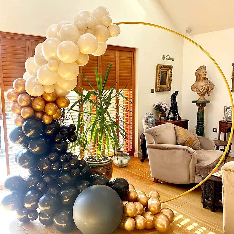 Arco de Balões de Ferro Ajustável para Casamentos e Eventos – 1,5m a 2,2m de altura, Dourado/Branco/Preto, Moldura DIY com Clipes de Argola ou Grampos de Flores_voghion.com