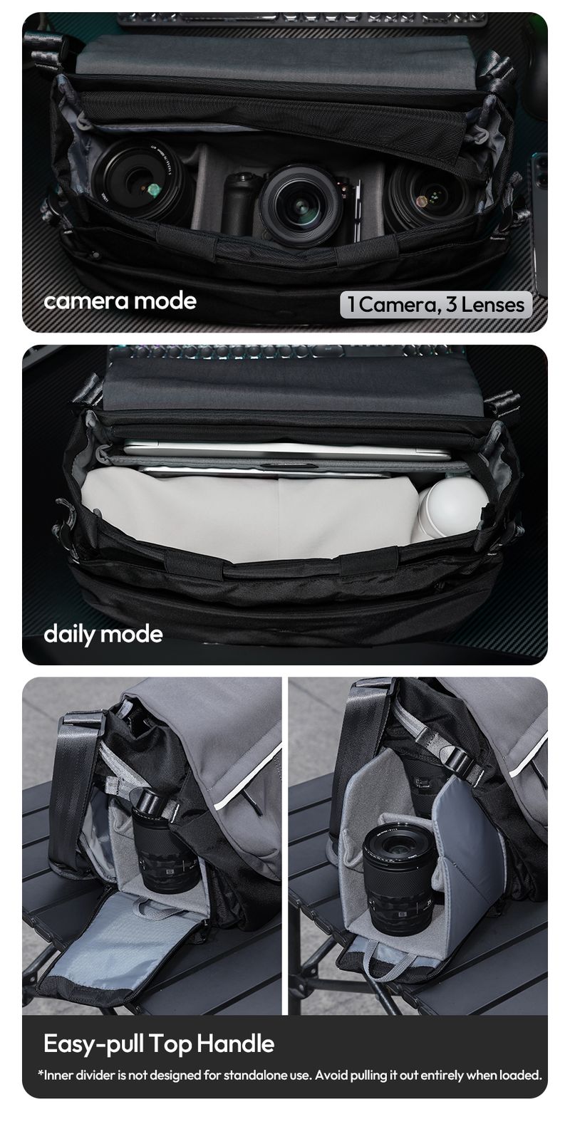 ulanzi TE88 Shoulder Crossbody Bag For Camera Tripod Tablet 3-Point Carry System 15L Capacity With Dividers_voghion.com