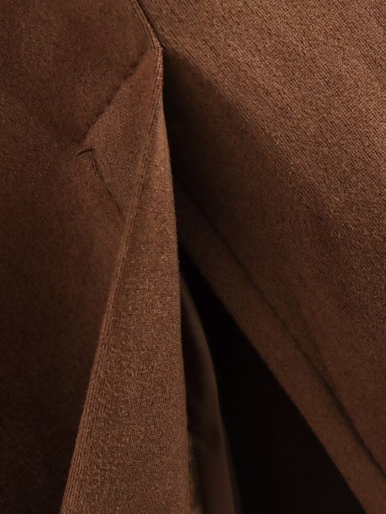 Naisterõivad sügiseks ja talveks uues stiilis terava kraega retro topeltreaga vööga lahtise tuulejopega_voghion.com