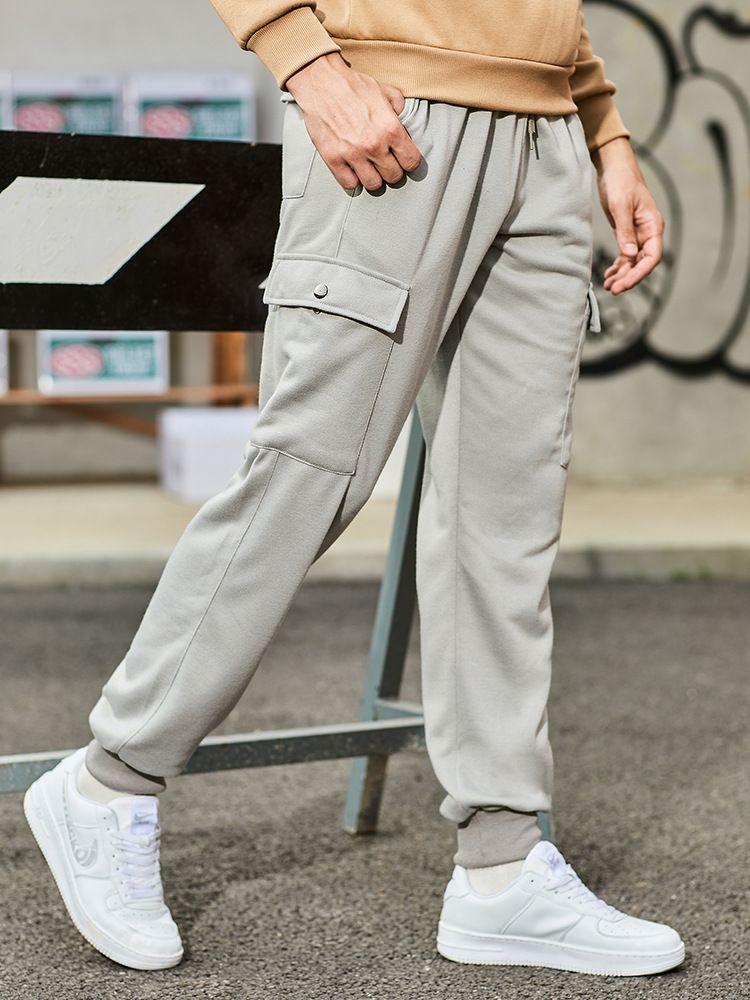 Conjunto deportivo informal de dos piezas con capucha y contraste de color para hombre_voghion.com