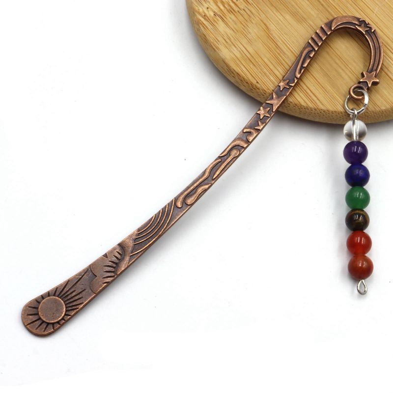 Natural Crystal Colorful Round Beads Beaded Pendant Feather Bookmark Pendant Creative Classmates Gift_voghion.com