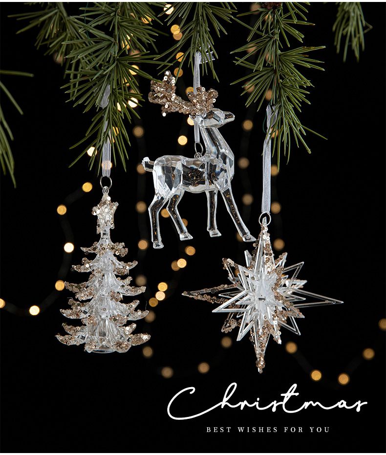 Paillettes decorative in acrilico trasparente fiocco di neve pendente albero di Natale scena decorazione oggetti di scena_voghion.com