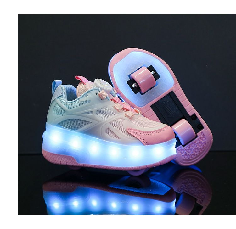 Παπούτσια Flash Charging Colorful Light Shoes Running Horse Light Button Light Παπούτσια για αγόρια με ελαφριά παπούτσια Διπλά πατίνια_voghion.com