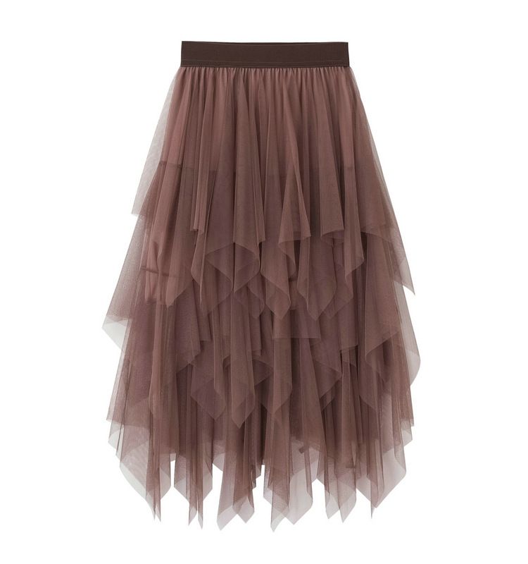 new autumn style temperament high waist slimming super fairy flower bud irregular mesh skirt female 8063_voghion.com