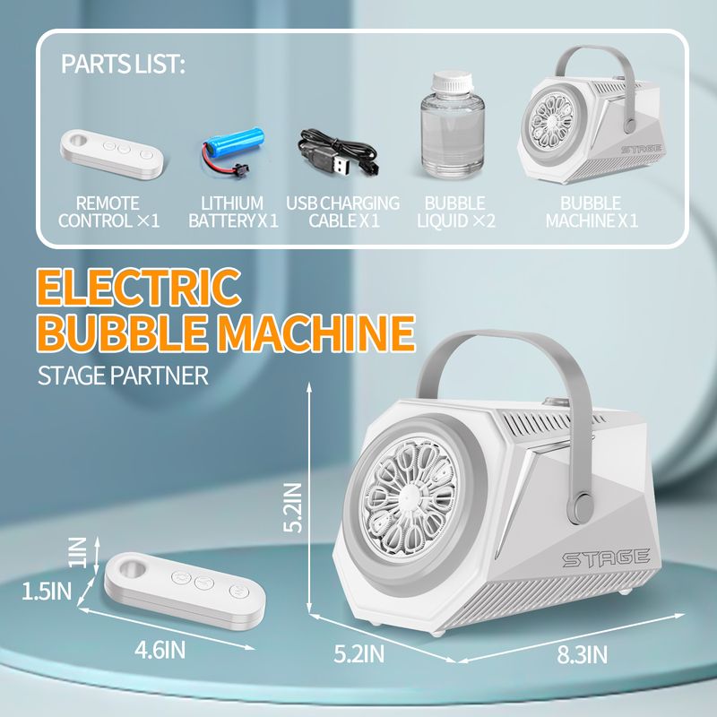Stage Bubble Machine With LED Lights High Capacity Electric Bubble Blower For Parties Weddings Kids Play_voghion.com