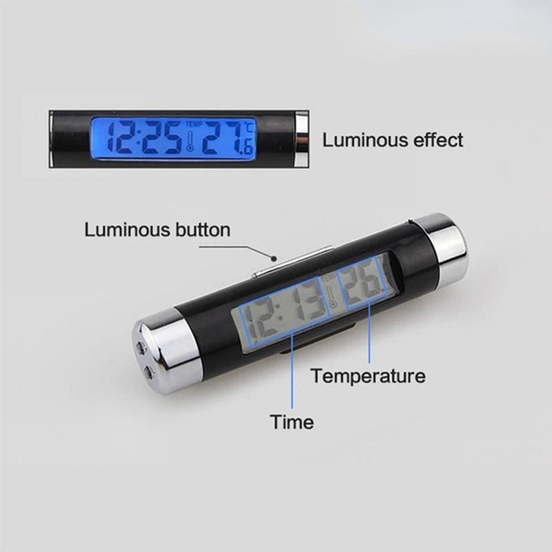 1Pcs LCD Auto Thermometer Digital Uhr 2 In1 Auto Elektronische Uhr Mit Clip_voghion.com